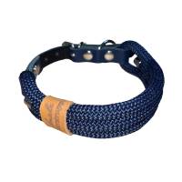 Hundehalsband, verstellbar, dunkelblau, Leder blau und Schnalle Bild 5