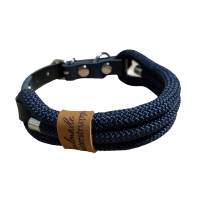 Hundehalsband, verstellbar, dunkelblau, Leder blau und Schnalle Bild 6