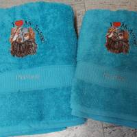 Besticktes Handtuch,  Duschtuch oder SET  Australien Shepert personalisiert Handmad bestickt Bild 1