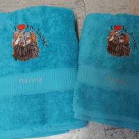 Besticktes Handtuch,  Duschtuch oder SET  Australien Shepert personalisiert Handmad bestickt Bild 2
