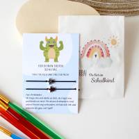 Einschulung | Erster Schultag Geschenk | Armbänder mit Karte | Mutter Tochter & Sohn Armband | Kleines Monster Bild 4
