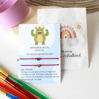Einschulung | Erster Schultag Geschenk | Armbänder mit Karte | Mutter Tochter & Sohn Armband | Kleines Monster Bild 6