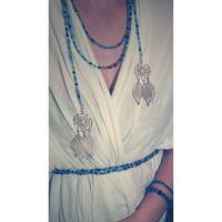 Zarte Perlenkette mit Traumfänger Enden als Gürtel oder Halskette Bild 3