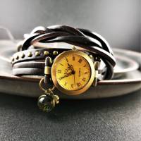 Armbanduhr, Wickeluhr, Lederuhr, Murano-Glas Bild 3