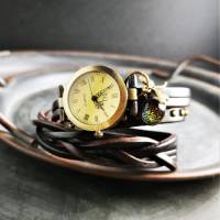 Armbanduhr, Wickeluhr, Lederuhr, Murano-Glas Bild 4