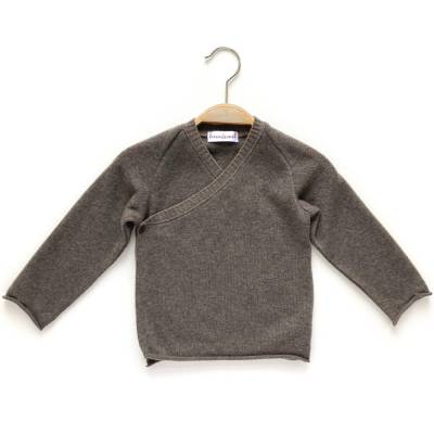 Strickjacke Wickeljacke Größe 86 braun 100% Kaschmir / Upcycling Babyjacke