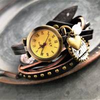 Armbanduhr, Wickeluhr, Lederuhr, Vögel Bild 2
