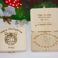 Milchzahnbox aus Holz Tiger, personalisiert / Milchzahndose aus Holz / Zahndose / Zahnbox / Holzbox Zähne,Box für Kinder Bild 1