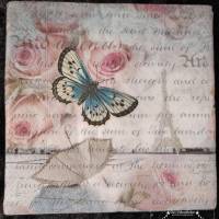 Schmetterling, Schirm, Rosen, Schrift Bild 1