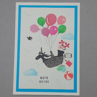 Karte, gestempelt, cremefarben, cats on appletrees, Karte mit Umschlag, Klappkarte