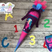 zauberhafte Schultüte mit Farbverlauf in Türkis-lila-Pink mit Meerjungfrau 3D Haare Bild 4