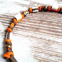 EM-Keramik Kette *Gipsymee* Poppy Orange - Boho Schmuckhalsband für Hunde - aus Tau - Farbe orange, braun und bronze Bild 3