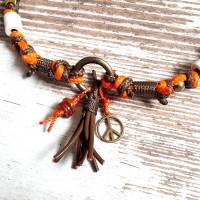 EM-Keramik Kette *Gipsymee* Poppy Orange - Boho Schmuckhalsband für Hunde - aus Tau - Farbe orange, braun und bronze Bild 6