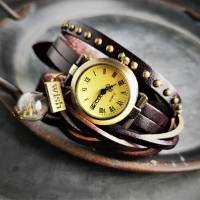 Armbanduhr, Wickeluhr, Lederuhr, Wunsch Bild 1