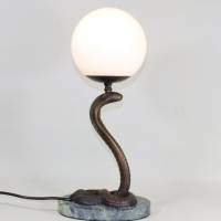 Kobra Tischlampe Leuchte Jugendstil Skulptur Bronze Marmorfuß 40 cm Schlange Reptilien edel vintage upcycling Bild 2