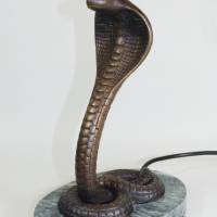 Kobra Tischlampe Leuchte Jugendstil Skulptur Bronze Marmorfuß 40 cm Schlange Reptilien edel vintage upcycling Bild 7