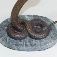 Kobra Tischlampe Leuchte Jugendstil Skulptur Bronze Marmorfuß 40 cm Schlange Reptilien edel vintage upcycling Bild 8