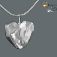 Goldschmiede Silberanhänger mit Herz "frozen heart", große Ausführung, Herzanhänger, Silberschmuck handmade, Lie Bild 1