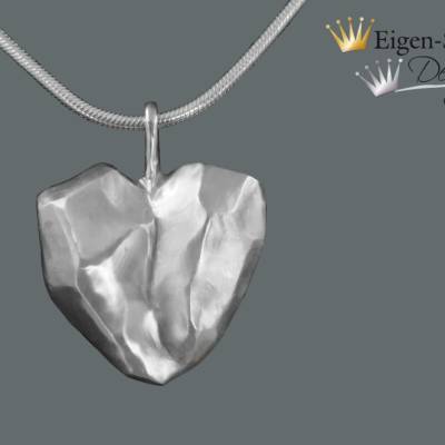 Goldschmiede Silberanhänger mit Herz "frozen heart", große Ausführung, Herzanhänger, Silberschmuck handmade, Lie
