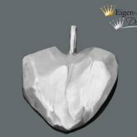 Goldschmiede Silberanhänger mit Herz "frozen heart", große Ausführung, Herzanhänger, Silberschmuck handmade, Lie Bild 2