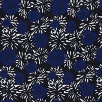 Viskose Antonia leichter Frühjahrs-/Sommerstoff  Blumen, schwarz/weiß/dunkelblau (1m/10,-€) Bild 1