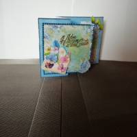 Geburtstagskarte für eine Frau verspielt in blau mit Blumen Bild 3