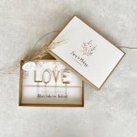 Geschenkschachtel CHLOE Wunderkerzen LOVE Geldgeschenk Hochzeit mit Namen + Anhänger 'Für immer & ewig' Bild 3