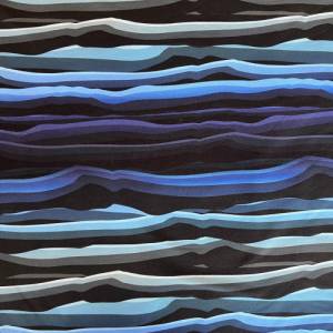 French Terry/Sommersweat Wavy Stripes blau/schwarz Bild 1