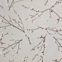 Stoff Meterware Baumwollstoff natur Kirschblüten Japan Zweige Dekostoff Bild 1