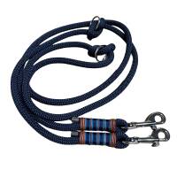Leine Halsband Set, Tau 10 mm, verstellbar, dunkelblau, mit Leder und Schnalle Bild 4