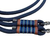Leine Halsband Set, Tau 10 mm, verstellbar, dunkelblau, mit Leder und Schnalle Bild 5