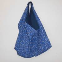 Große Tasche im Origami Stil in blau mit Blättermuster Bild 1