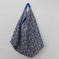 Große Tasche im Origami Stil in blau mit Blumenrmuster Bild 1
