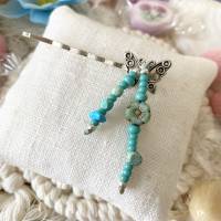 Tiny Butterfly - Haarklammern mit Schmetterling, Perlen, Edelsteinen und Rocailles (Haarschmuck) Bild 5