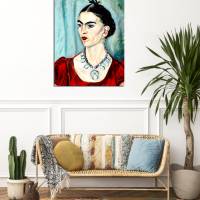 Leinwandbild Portrait Frida Kahlo nach einem alten Gemälde ca. 1933 Vintage Style Boho Reproduktion Bild 4
