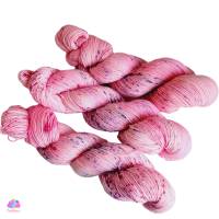 Handgefärbte Sockenwolle Trekking 4fach, Farbe: Rosa mit Sprekel Bild 1