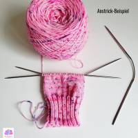 Handgefärbte Sockenwolle Trekking 4fach, Farbe: Rosa mit Sprekel Bild 4