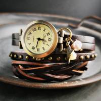Armbanduhr, Wickeluhr, Lederuhr, Romantik Bild 1