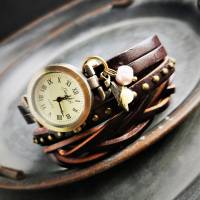 Armbanduhr, Wickeluhr, Lederuhr, Romantik Bild 2