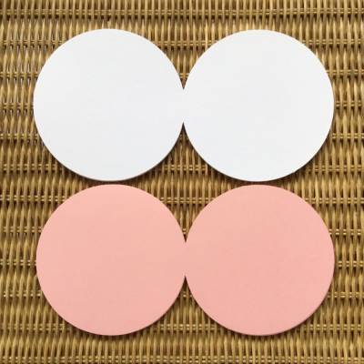 Klappkarte rund zum Selbstgestalten, Karte zum Basteln in rosa/apricot und weiß, Blankokarte, runde Doppelkarte