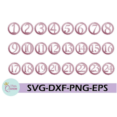 Plotterdatei Adventskalender Zahlen SVG DXF PDF SVG