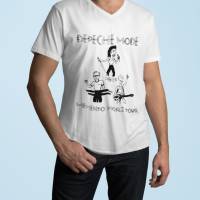 Depeche Mode inspiriert | Memento Mori Enjoy the silence, Unisex V-Neck Konzert T-Shirt Schwarz Weiß Bild 1
