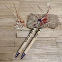 Kugelschreiber personalisiert aus Bambus mit individueller Gravur schwarz Kuli Stift Holz Gastgeschenk Geschenk Gift Bild 3
