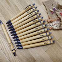 Kugelschreiber personalisiert aus Bambus mit individueller Gravur schwarz Kuli Stift Holz Gastgeschenk Geschenk Gift Bild 4