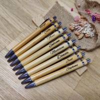 Kugelschreiber personalisiert aus Bambus mit individueller Gravur schwarz Kuli Stift Holz Gastgeschenk Geschenk Gift Bild 7