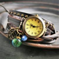 Armbanduhr, Wickeluhr, Lederuhr, Hohlperle Bild 1