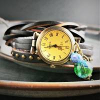 Armbanduhr, Wickeluhr, Lederuhr, Hohlperle Bild 4