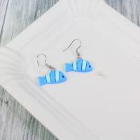 Ohrringe # Ohrhänger Fische Fisch Blau Fancy Geschenkidee Cute Kawaii Niedlich Ohrhaken Lit Bild 1