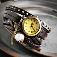 Armbanduhr, Wickeluhr, Lederuhr, Feder Bild 1