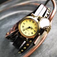 Armbanduhr, Wickeluhr, Lederuhr, Feder Bild 2